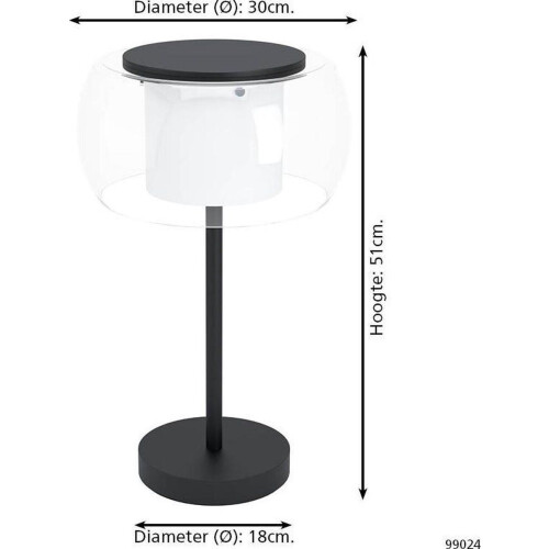 EGLO Briaglia-C - Tafellamp - LED 15W - Zwart