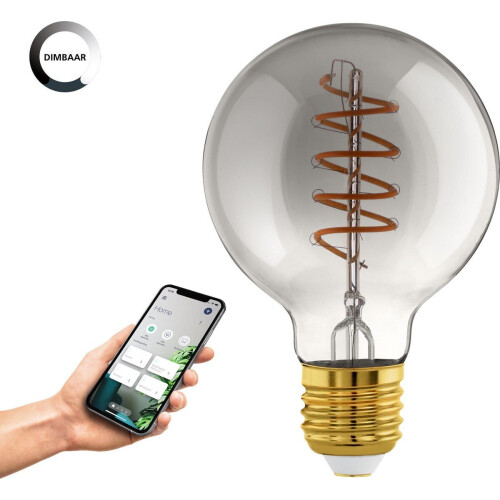 EGLO connect.z Smart LED Lamp - E27 - Dimbaar - Rookglas - Ø 9,5 cm - 2000K Tweedehands