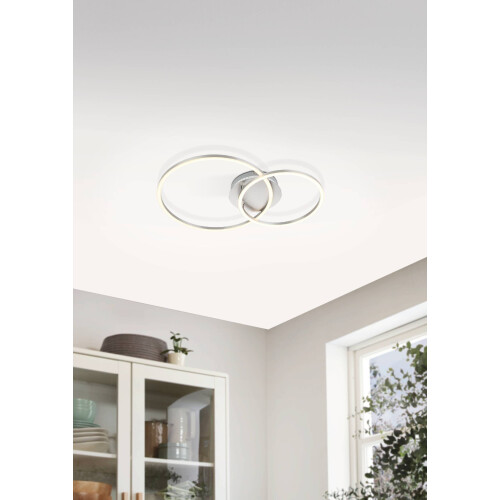 EGLO Palmaves-3 - LED Plafondlamp - CCT/RGB - nikkel