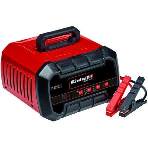 Einhell Acculader/Starter CE-BC 30 M - Laadvoltage: 12/24 V - Max. Laadstroom 12/24 V: 15/30 A - Accu's van min. 3 tot max. 600 Ah - Starthulp: 100 A (5 sec) - 2in1: Acculader en Starthulp - Geschikt voor Gel, AGM, Onderhoudsvrije loodzuur accu's