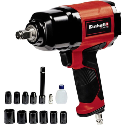 Einhell TC-PW 610 - Pneumatische Slagmoersleutel - 610 Nm - Incl. 10 dopsleutels en 1x 125 mm verlenging Tweedehands