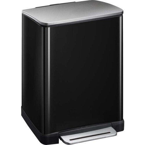 EKO E-Cube - Pedaalemmer 28+18 liter - 2 kunststof binnenemmers - Zwart glanzend mat RVS Tweedehands