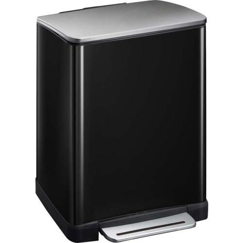EKO E-Cube - Pedaalemmer 50 liter - Gedempt deksel - Zwart glanzend mat RVS