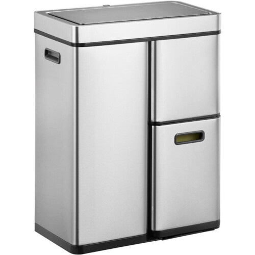 EKO Mirage Plus Sensor - Afvalscheidingsprullenbak 30+15+15L - Automatische Sensor Soft Close - Mat RVS