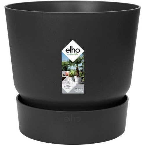 Elho Greenville Rond 55 - Grote Bloempot Buiten - Waterreservoir - Ø 55 x H 50 cm - Living black