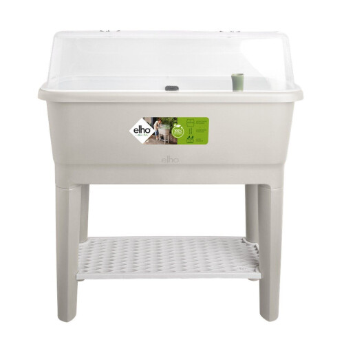Elho Noa Kweektafel 80 - Kweekbak op Poten - Waterreservoir - Ø 78.5 x H 34.2 cm - Warm grijs Tweedehands