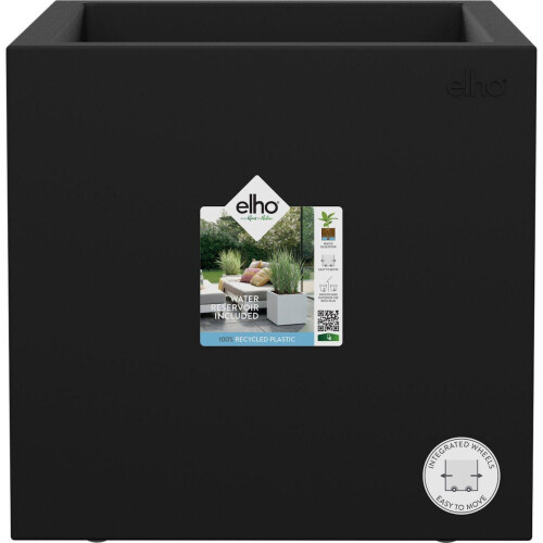 Elho Vivo Next - Plantenbak - 100% Gerecycled Plastic - L 39.0 x H 37.9 cm - Living black Tweedehands