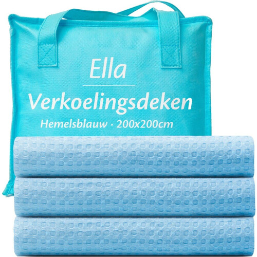 Ella Koeldeken 200x200 cm - 100% Bio-Tencel - Zelfkoelende deken - Hemelsblauw Tweedehands