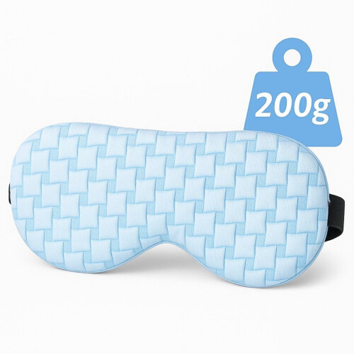 Ella Verzwaarde Slaapmasker - Oogmasker met verkoelende stof en velvet - Verstelbaar lichtblauw Tweedehands