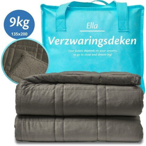 Ella Verzwaringsdeken 9 kg - Zwaartedeken 135 x 200 cm - Flanelfluweel&Sherpa-fleece - Grijs Tweedehands