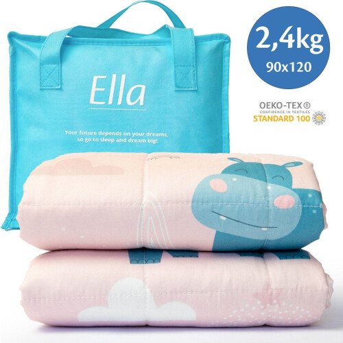 Ella Verzwaringsdeken Kind 2,4kg - 90 x 120cm - OEKO-TEX Katoen - Roze Nijlpaard Tweedehands