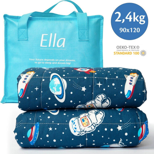 Ella Verzwaringsdeken Kind 2,4kg - 90 x 120cm - OEKO-TEX Katoen - Ruimte&Astronauten Tweedehands