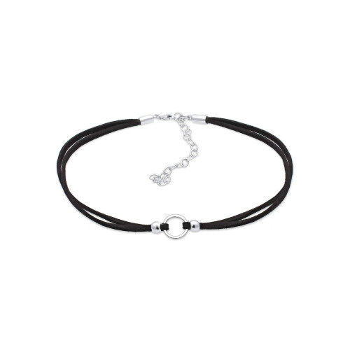 Elli - Halsketting - Dames Choker Cirkel 925 Sterling Zilver Zwart Sude