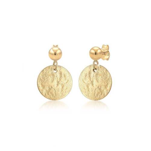 Elli Oorbellen Hanger Cirkel Vintage Antieke 925 Zilver verguld Tweedehands