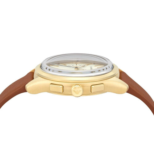 Emporio Armani - Heren Horloge 42 mm - Chronograaf - Bruin Tweedehands