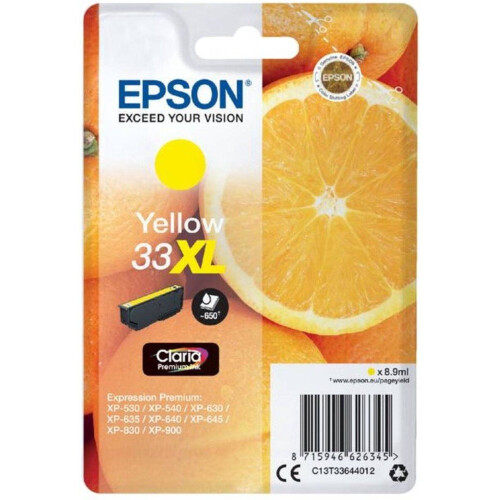 Epson 33XL - Inktcartridge - Origineel - Printcapaciteit 650 - Geel Tweedehands