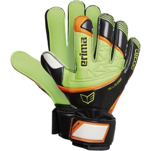 ERIMA Tec Lite Ergo - Keepershandschoenen - Met protectie - Zwart/Limoen Tweedehands