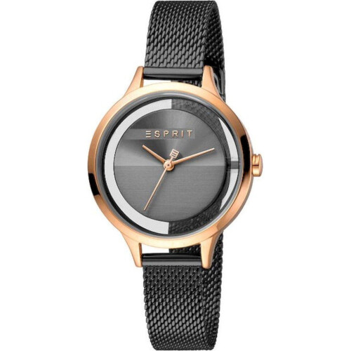 Esprit Lucid ES1L088M0065 - Dames Horloge - 32mm Rosékleurige Stalen Kast - Donkergrijs
