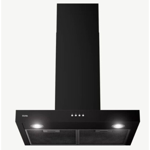 ETNA AB260ZT - Blokmodel Schouwkap - Zwart - Energielabel A - 3 Afzuigstanden - 2 LED spots - Afvoer naar buiten of recirculatie - Druktoetsen