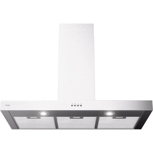 ETNA AB290RVS - Blokmodel Schouwkap - 3 Afzuigstanden - RVS (90cm) - Energielabel A - 2 LED spots - Afvoer naar buiten of recirculatie