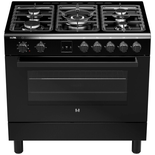 ETNA FG190ZWA - Gasfornuis 90 cm - 5 branders inclusief wokbrander - Zwart