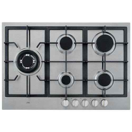 ETNA KG875RVSA - Gaskookplaat - 5 pits met wokbrander - RVS - 75 cm