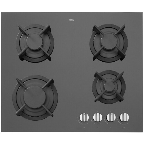 ETNA KGG860ZTA - Gas op glas kookplaat - 4 branders - Matzwart Tweedehands