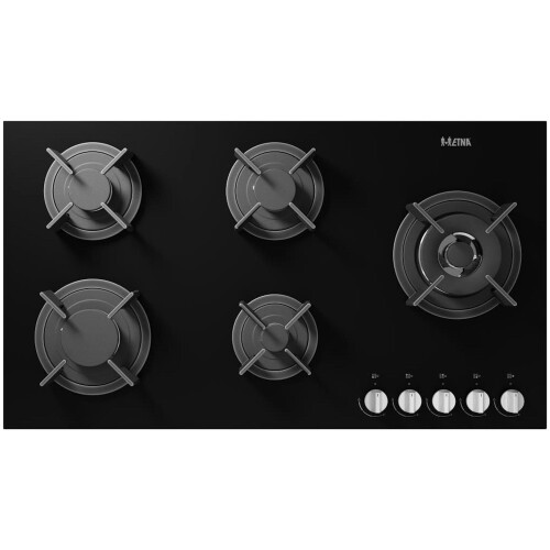 ETNA KGG890ZTA - Gaskookplaat - Gas-op-glas - 5 kookzones - Zwart Tweedehands