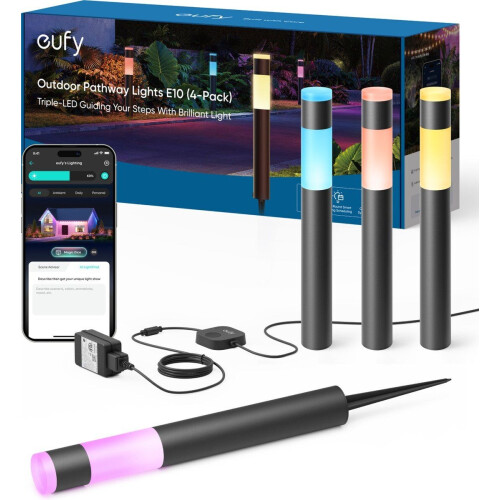 eufy E10 - Set van 4 lampadaires - LED RGBWW IP65 weerbestendig - Slimme app- en spraakbesturing