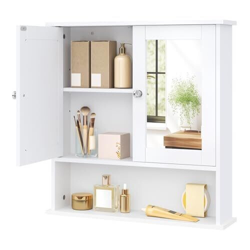 Eugad Badkamerkast met Spiegeldeuren Wit 56 x 58 x 13 cm Tweedehands