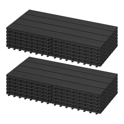 EUGAD WPC Terrastegels 30 x 60 cm - Kliksysteem - Antislip - Grijs (12 stuks)
