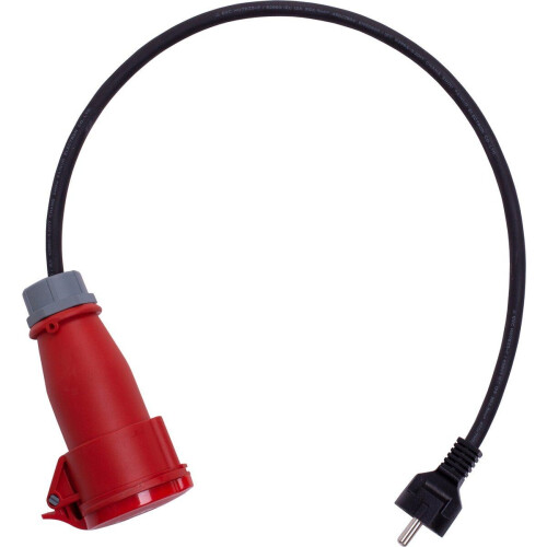 EV adaptor ADAP2 - Verloopkabel CEE rood naar Schuko - 1 fase naar 3 fase - Rood