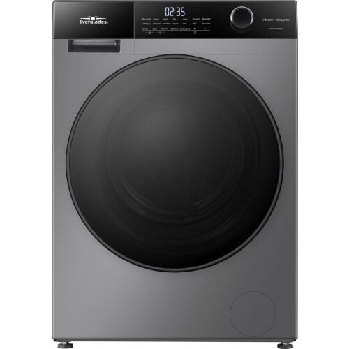 Everglades EVWM91412AG - Wasmachine - 9KG - A Klasse - Stoomfuncties/Allergie+ - Koolborstelloze Motor - Zeer Stil 72dB - Titanium Grijs