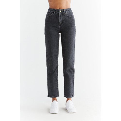 Evermind dames vegan Jeans Regular Fit Carbongrijs Tweedehands