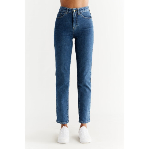 Evermind dames vegan Jeans Regular Fit Lapisblauw Tweedehands