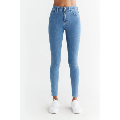 Evermind dames vegan Jeans Skinny Fit Dag Hemelsblauw Tweedehands