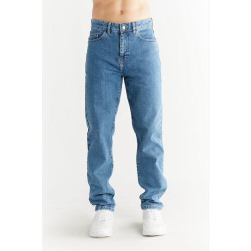 Evermind mannen vegan Jeans Straight Fit Dag Hemelsblauw Tweedehands