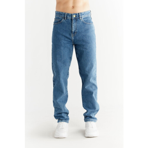 Evermind mannen vegan Jeans Straight Fit Saffierblauw Tweedehands
