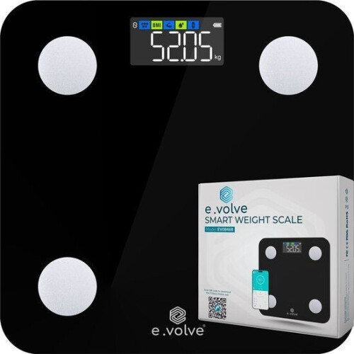 e.volve EV08468 - Digitale Personenweegschaal - 14 Metingen - Zwart Tweedehands