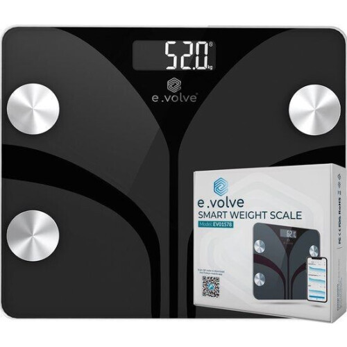 e.volve Weegschaal Personenweegschaal Digitaal - 14 Metingen - Slimme Weegschaal met Lichaamsanalyse