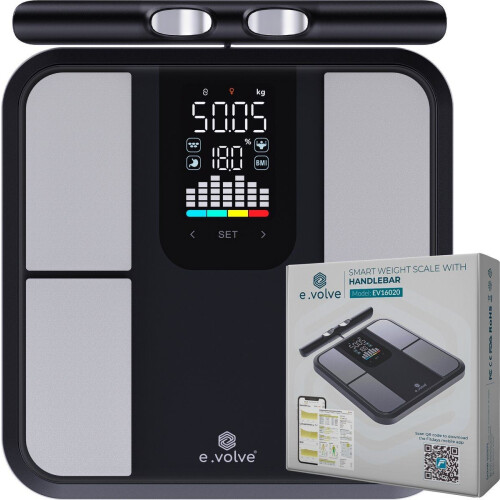 e.volve Weegschaal - Personenweegschaal Digitaal - 32x Lichaamsanalyse - Incl. Handvat