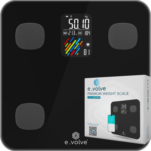e.volve Weegschaal - Slimme Personenweegschaal met 16 Metingen - Zwart Tweedehands