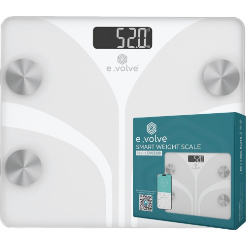 e.volve Weegschaal - Slimme Personenweegschaal met 20x Lichaamsanalyse - Wit Tweedehands