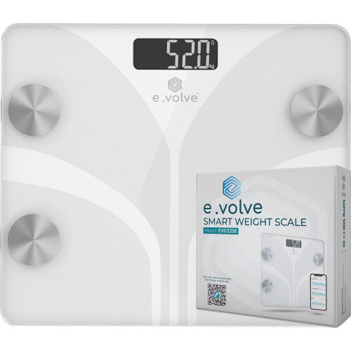 e.volve Weegschaal - Slimme Personenweegschaal met Lichaamsanalyse - 20 Metingen - Wit Tweedehands