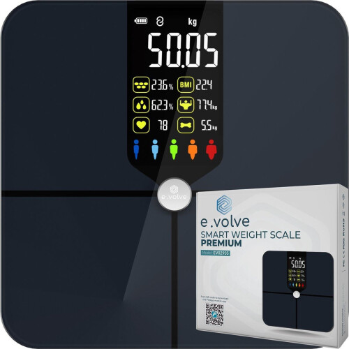 e.volve Weegschaal - Slimme Personenweegschaal met Lichaamsanalyse - 22 Metingen - Zwart Tweedehands