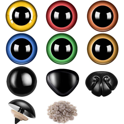 Faas Gekleurde Veiligheidsoogjes - 100 Stuks - Inclusief Veiligheidsneusjes en Sluitringen - Meerdere Kleuren (100 stuks) Tweedehands