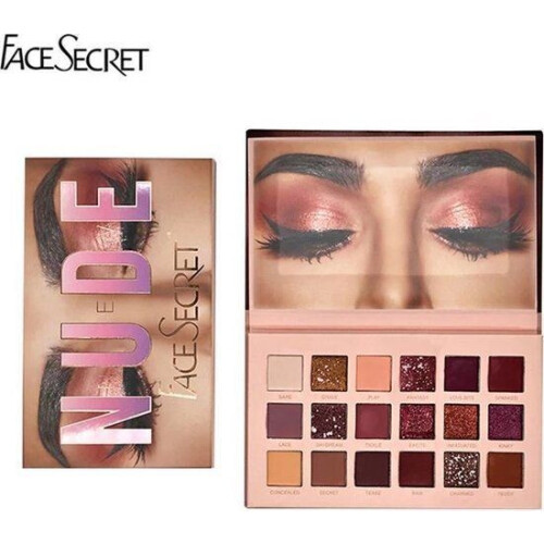 Face Secret™ Nude Pro New Neutral Shadow Palette - Oogschaduw Palette met 18 tinten en Make Up Spiegel - Gebroken kleur