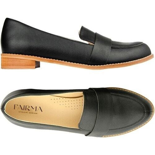 FAIRMA ETHICAL DESIGN dames vegan Loafers Mokka Zwart Tweedehands