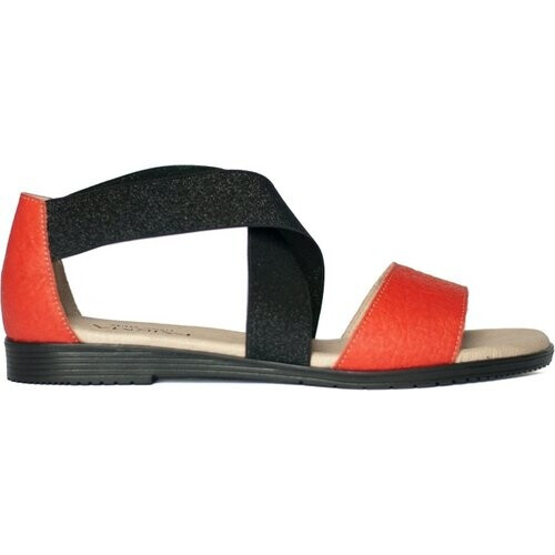 FAIRMA ETHICAL DESIGN dames vegan Sandalen Flora Pinatex Bioeco Paprika Zwart & Rood Tweedehands