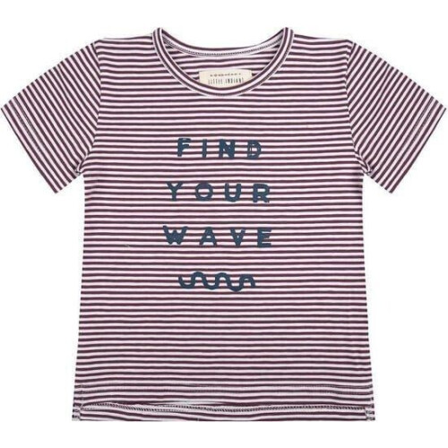 Find Your Wave - Shirt - Biologisch katoen - Paars gestreept Tweedehands